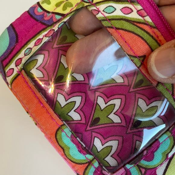 Vera Bradley Pink Swirl Paisley Floral Coin Purse Mini Zip ID Wallet  Key Ring - Picture 6 of 11